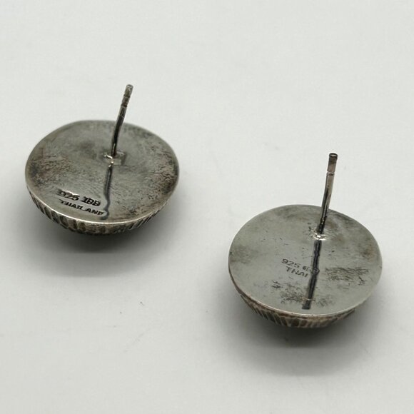 Vintage Sterling Silver Pierced Earrings Oval Textured 925 Stamped 5.7 grams - Picture 6 of 13